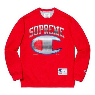SUPREME SS19 x Champion Chrome Crewneck Crossover Unisex Red SUP-SS19-10216