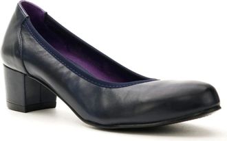 David Tate Simona Pump Navy Nappa Leather Block Heel ZAP807