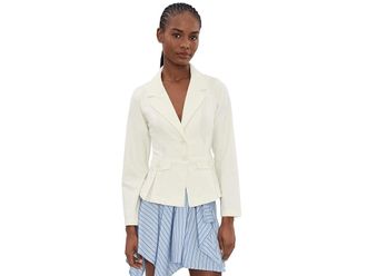 Liverpool L.A. Petite Stretch Twill Peplum Blazer Womens Jacket Whipped Cream : PXL, Cotton/Elastane/Polyester