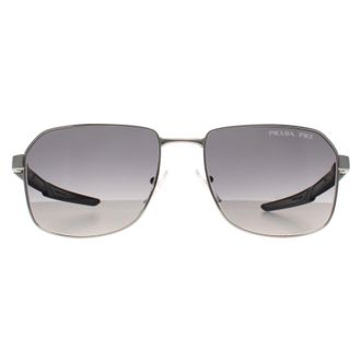 Prada Aviator Mens Silver Grey Gradient Polarized PS54WS Metal - One Size