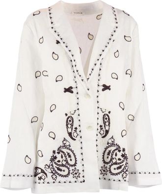 P.A.R.O.S.H. Geborduurde Jas - Dames - Zomerjassen - Beige - M - Linnen - Jassen