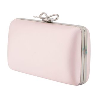 Self Portrait Bow-Embellished Synthetic Clutch - Pink
