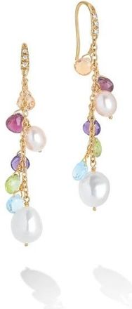 Marco Bicego Paradise Collection 18K Yellow Gold Mixed Gemstone and Pearl Medium Drop Earrings - OB1777-AB MIX114 Y 02