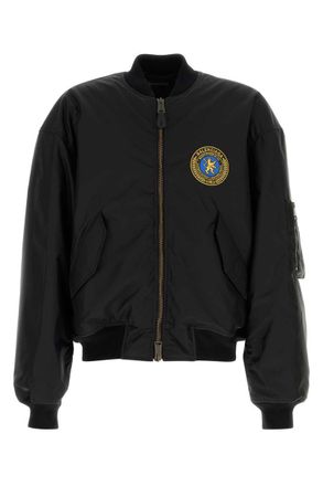 ジャケット Balenciaga Black leather ostrich-effect bomber jacket Balenciaga Black leather ostrich-effect bomber jacket