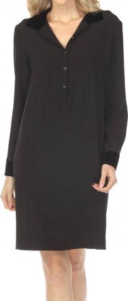 Joseph Ribkoff Velvet Collar Twill Shirt Mini Dress In Black
