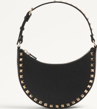 Valentino Garavani Mini Rockstud Hobo Bag In Grainy Calfskin Wo