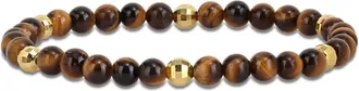Amour Mens 19 1/5ct TGW Tiger Eye Yellow Plated Sterling Silver Bead Bracelet - 8.5 in