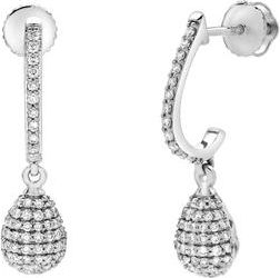 LuvMyJewelry Clayra Pear Shape Dome Diamond Drop Huggie Hoop Earrings in 14K Gold in 14K White Gold at Nordstrom