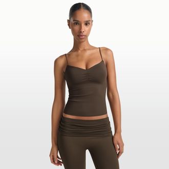 Nike Womens SKIMS Matte Shirred Tank Top in Brown | SLSLS9691W-DSP