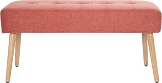 Miliboo Miliboo - Banco Capiton&eacute; De Tela Efecto Aterciopelado Texturizado Terracota Y Madera Clara 95 Cm Guesta