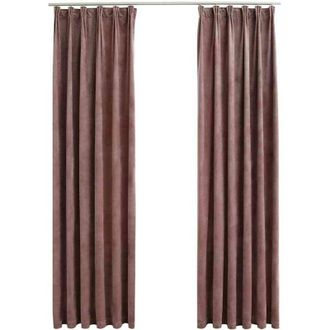 vidaXL Cortinas Opacas Ganchos 2 Pzas Terciopelo Rosa Viejo 140x245 Cm Vidaxl