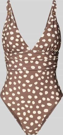 Barts Badeanzug mit V-Ausschnitt Modell Dauna Plunge in Mittelbraun, Gr&ouml;&szlig;e 36