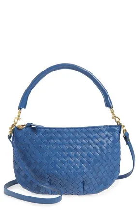 Clare Vivier Medium Petit Moyen Woven Leather Messenger Bag in French Blue at Nordstrom
