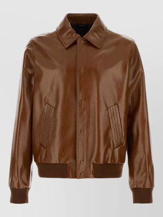 Fendi leather jacket collared design front pockets