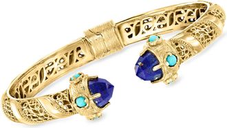 Ross-Simons Lapis and Turquoise Cuff Bracelet in 18kt Gold Over Sterling