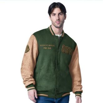 G-III Sports by Carl Banks Mens G-III Sports by Carl Banks Olive Golden State Warriors Infielder Faux Suede Full-Zip Varsity Jacket at Nordstrom, Size Xx-Large
