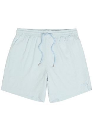 BOSS Boss Stretch-seersucker Swim Shorts - Blue - XL