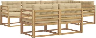 vidaXL Conjunto De Sof&aacute;s De Exterior 6 Uds. Y Beige Poli&eacute;ster Vidaxl