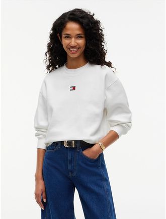 Tommy Hilfiger Womens Tommy Jeans Badge Boxy Fit Sweatshirt - Ecru - XL