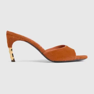 Gucci Womens Castello Slide, Orange, Leather