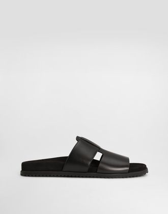Dolce & Gabbana Dg Casual Calfskin Sandals - Man Sandals And Slides Black 42.5