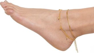 Adornia Two-Piece Mixed Chain & Crystal Anklets in Gold at Nordstrom Rack