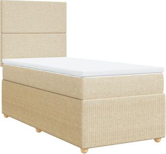 vidaXL Cama Box Spring Con Colch&oacute;n Tela Color Crema 100x200 Cm Vidaxl