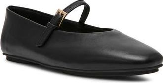 Anne Klein Connie Mary Jane Flat in Black Smooth at Nordstrom, Size 6