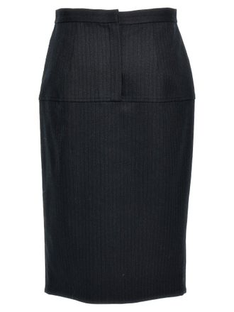 Fendi Pinstripe Wool Skirt - Black