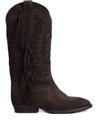 Gis&egrave;l moir&egrave; 30mm Oklahoma cowboy boots - Brown