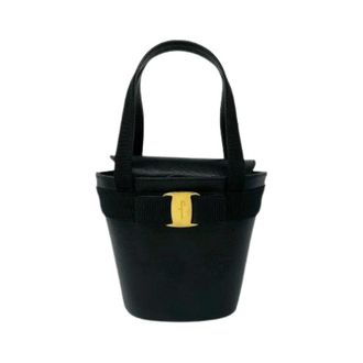 Ferragamo Pre-owned Bucket Bags, female, Black, Size: ONE SIZE Pre-owned Vara Leather Handbag