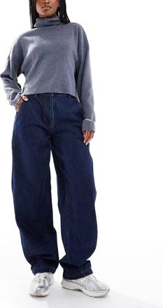 Miss Selfridge Jeans bombati con cuciture a contrasto-Blu