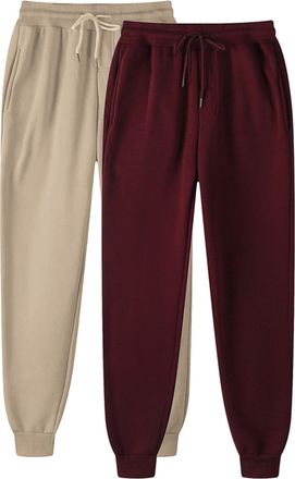 Generic 2 Pack Womens Tracksuit Bottoms Relaxed Fit Fleece Jogger Sweatpants with Drawstring Running Jogging Trousers Pockets Elastic Waist Tapered Leg Ladies