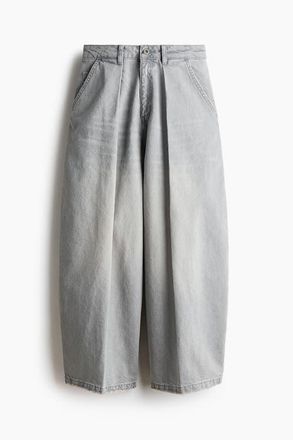 H&M Barrel Leg Regular Waist Jeans in Light Denim Gray at Nordstrom, Size 10