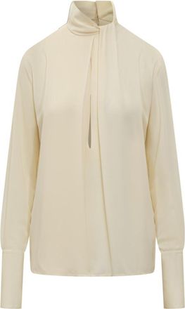 Tom Ford White Solid Mock Collar Top
