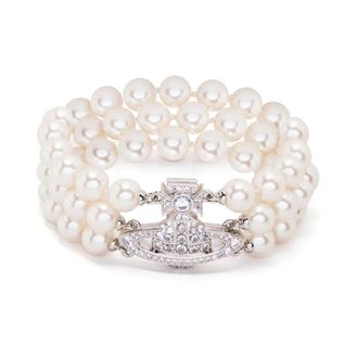 Vivienne Westwood Bracelets, female, White, Size: ONE SIZE Signature Orb Pearl Detailing Front Clip