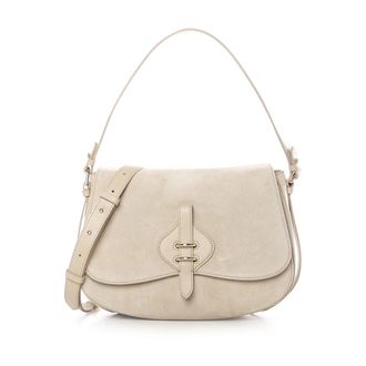 Coccinelle Shoulder Bags, female, Beige, Size: ONE SIZE Mavery Suede Shoulder Bag