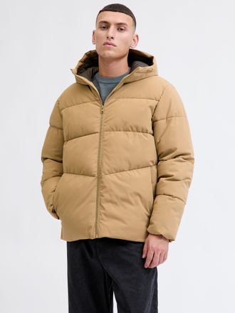 Jack & Jones Steppjacke JACK & JONES JJGLOBAL PUFFER JACKET, Herren, Gr. XS, braun (elmwood), Web, Obermaterial: 100% Polyester, unifarben, regular fit normal, Jac