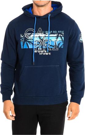 La Martina Hoodie met geborduurd logo - Heren - Hoodies - Blauw - S - Katoen - Hoodies & sweatvesten