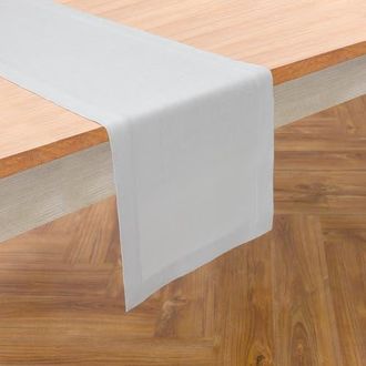 Solino Home Linen Table Runner for Dining Table, Holiday and Everyday Table Decor - Fete in Silver Cloud at Nordstrom, Size Xx-Small