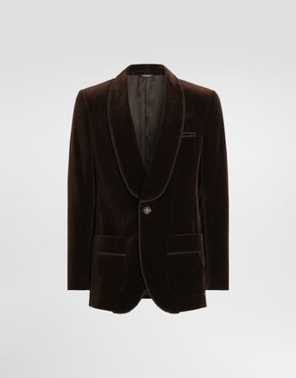 Dolce & Gabbana Single-breasted Velvet Jacket - Man Suits And Blazers Brown 44
