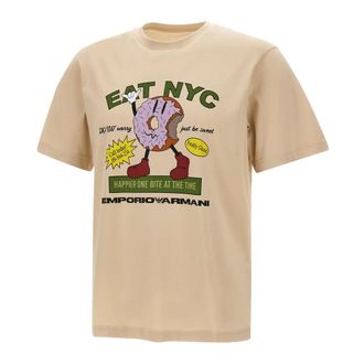 Emporio Armani T-Shirts, male, Beige, L, Capsule New York ASV T-shirt