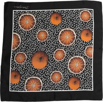 Dolce & Gabbana Silk Citrus-Print Pocket Square - Black