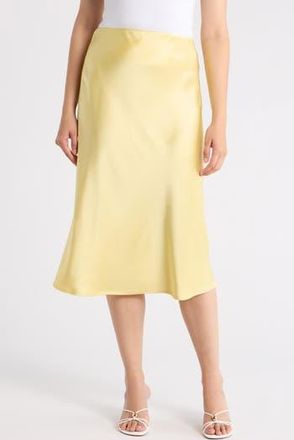 Renee C Solid Satin Midi Skirt in Butter at Nordstrom Rack, Size X-Small