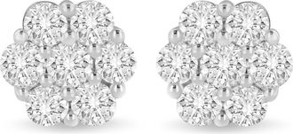 House of Brilliance 14K White Gold 3 cttw Diamond Floral Cluster Stud Earring at Nordstrom