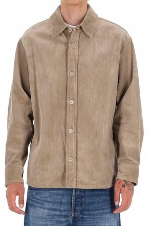 A.P.C. Cotton Velvet Overshirt with Classic Collar