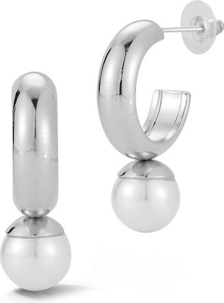 Glaze Jewelry Faux Pearl Drop Hoop Earrings in Silver at Nordstrom Rack