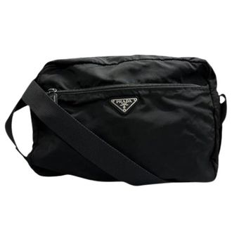 Prada Pre-owned Cross Body Bags, female, Black, Size: ONE SIZE Pre-owned Tessuto Nylon Shoulder Bag