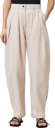 AllSaints Becca Camo Pleated Cotton Trousers in Leppo Cream White at Nordstrom, Size 10