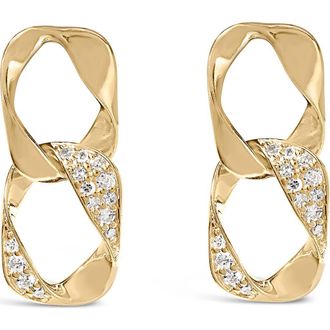 House of Brilliance 14K Yellow Gold Plated Silver Open Link 1/5 Cttw Diamond Drop Earrings at Nordstrom